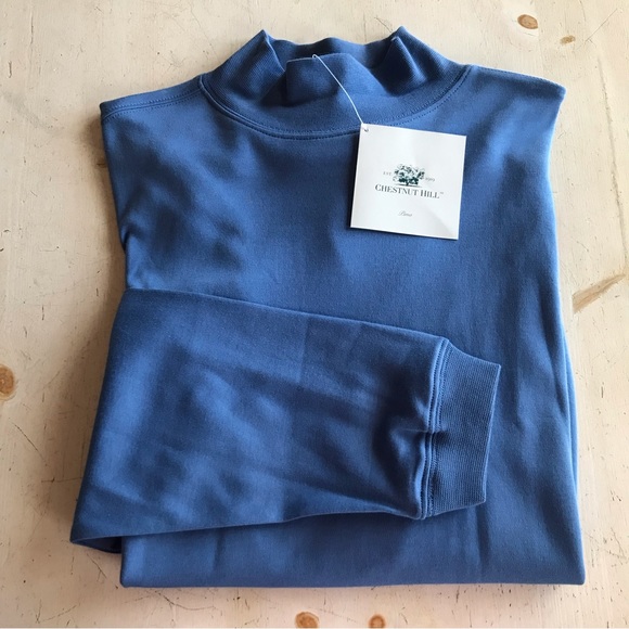 Shirts New Chestnut Hill Pima Cotton Mock Turtleneck Mens Small Beautiful Blue Poshmark